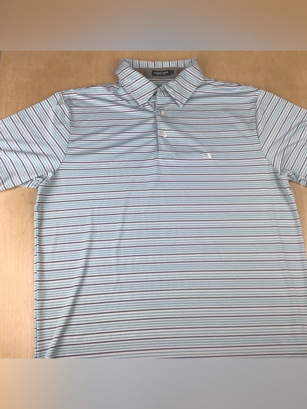 Southern Marsh Mens Medium Performance Stretch Golf Polo Shirt Blue White